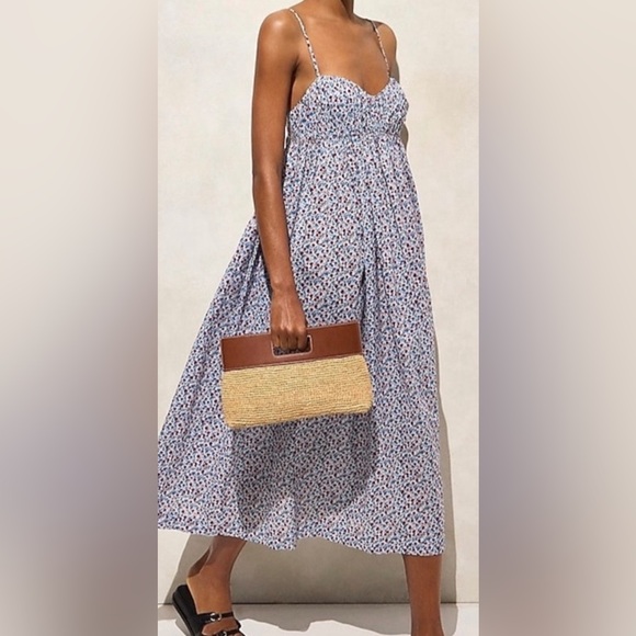 Cotton voile empire-waist dress in poppy print M - Picture 2 of 5